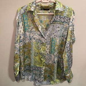 Zara satin multicoloured button up